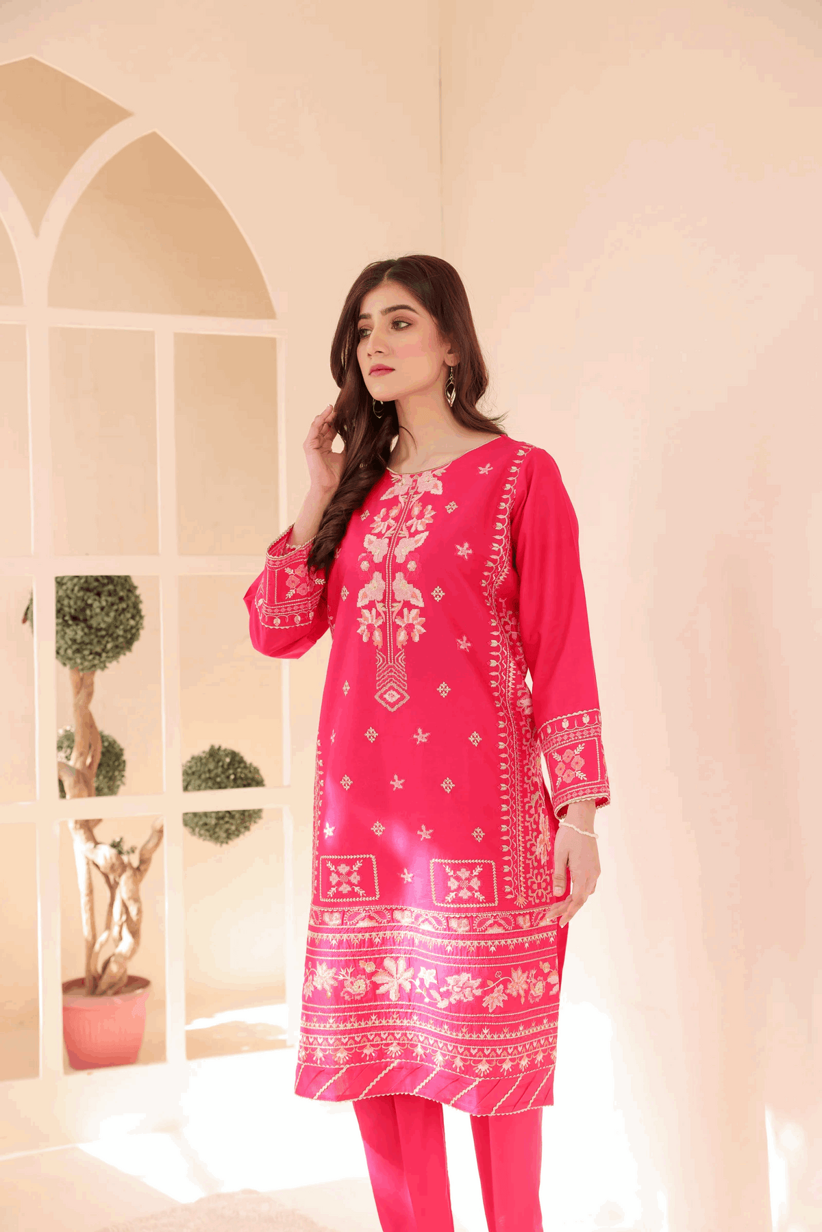 2 Piece – Embroidered Cotton Suit # 38