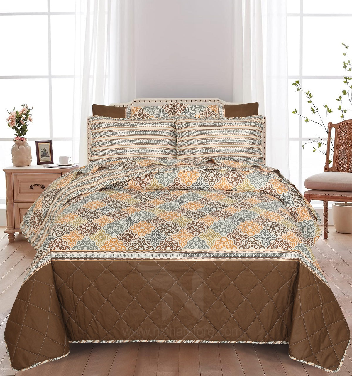 Quilted Comforter Set 6 Pcs Design 1001