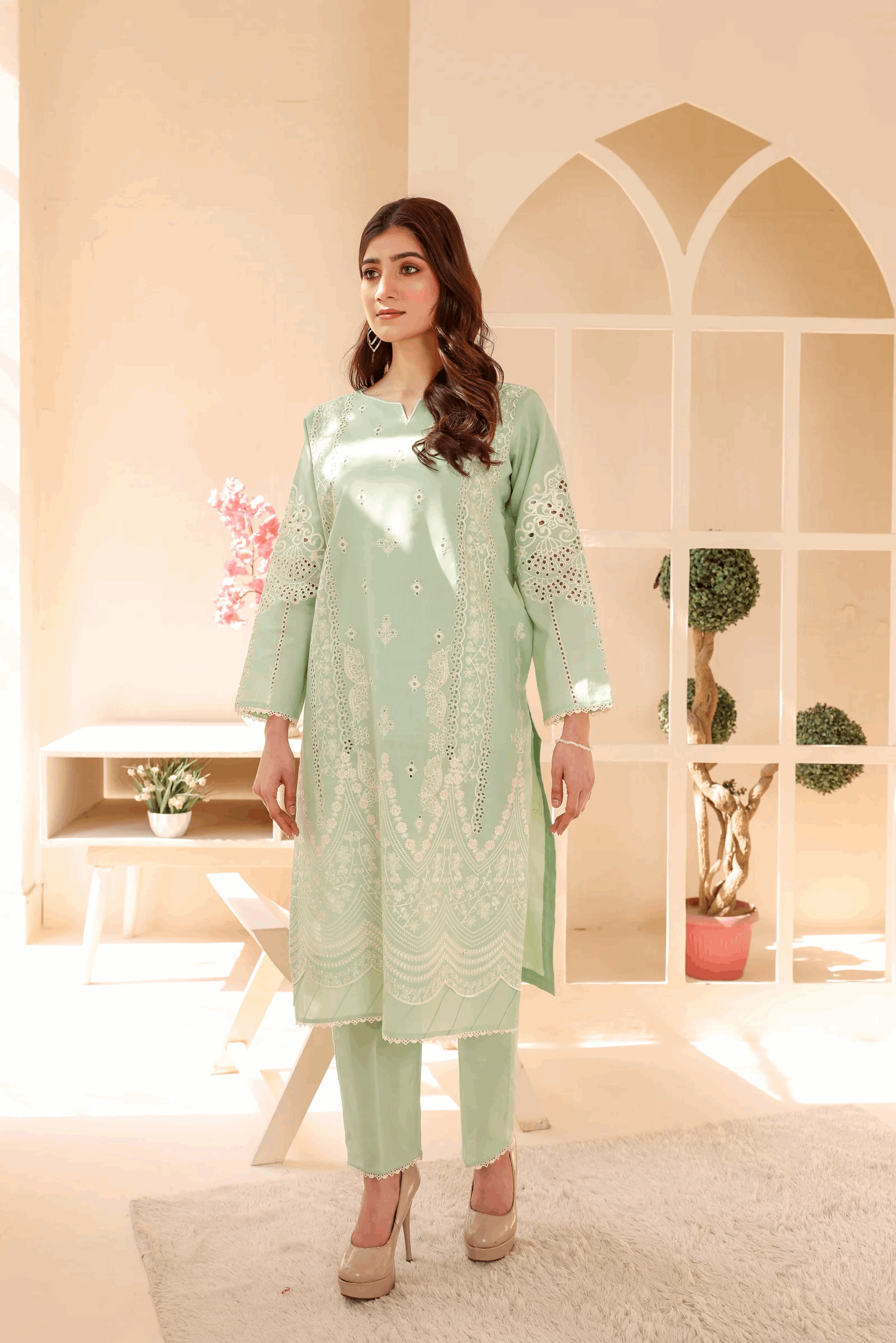 2 Piece – Embroidered Cotton Suit # 42
