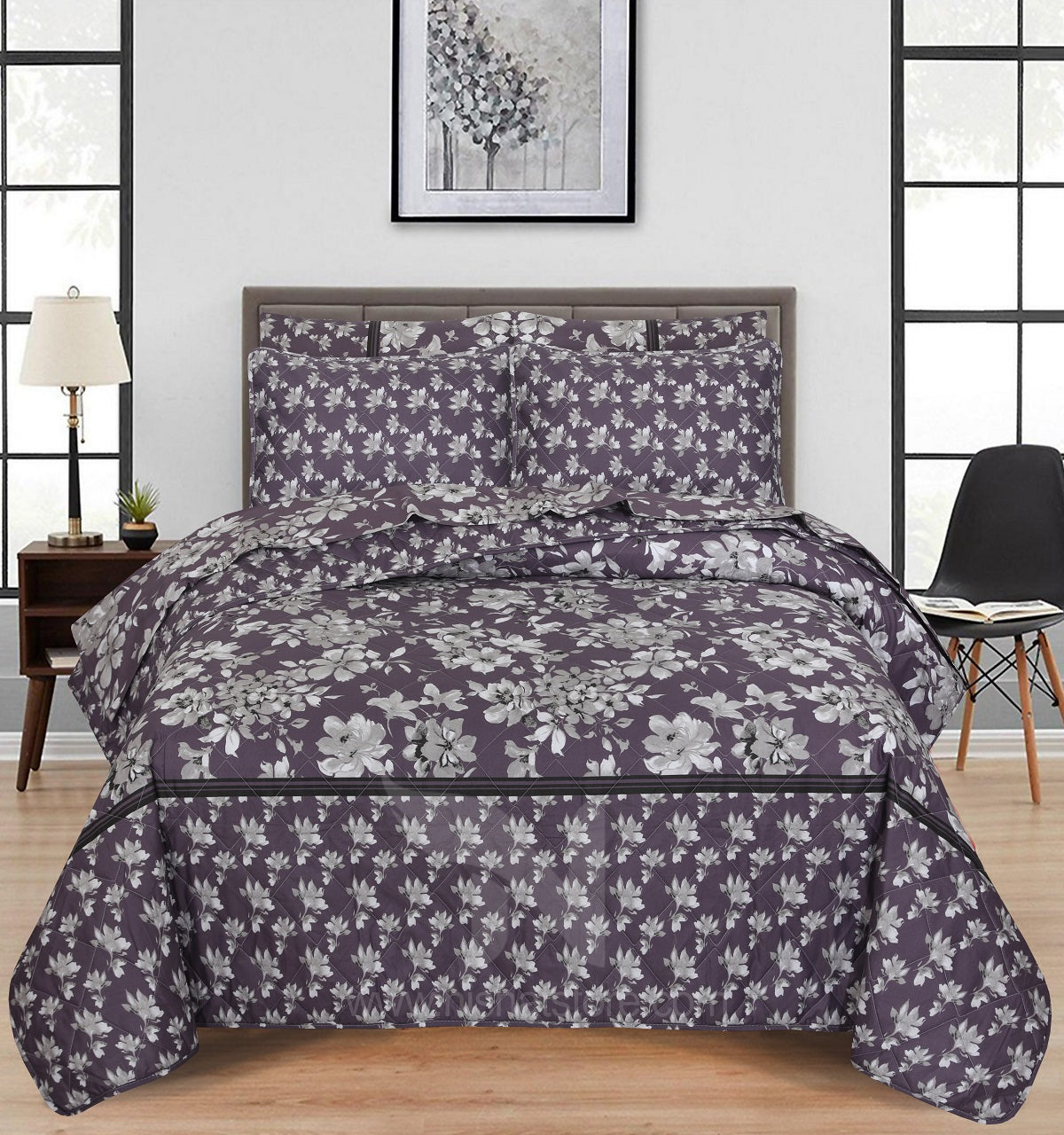 Quilted Comforter Set 6 Pcs Design 1002