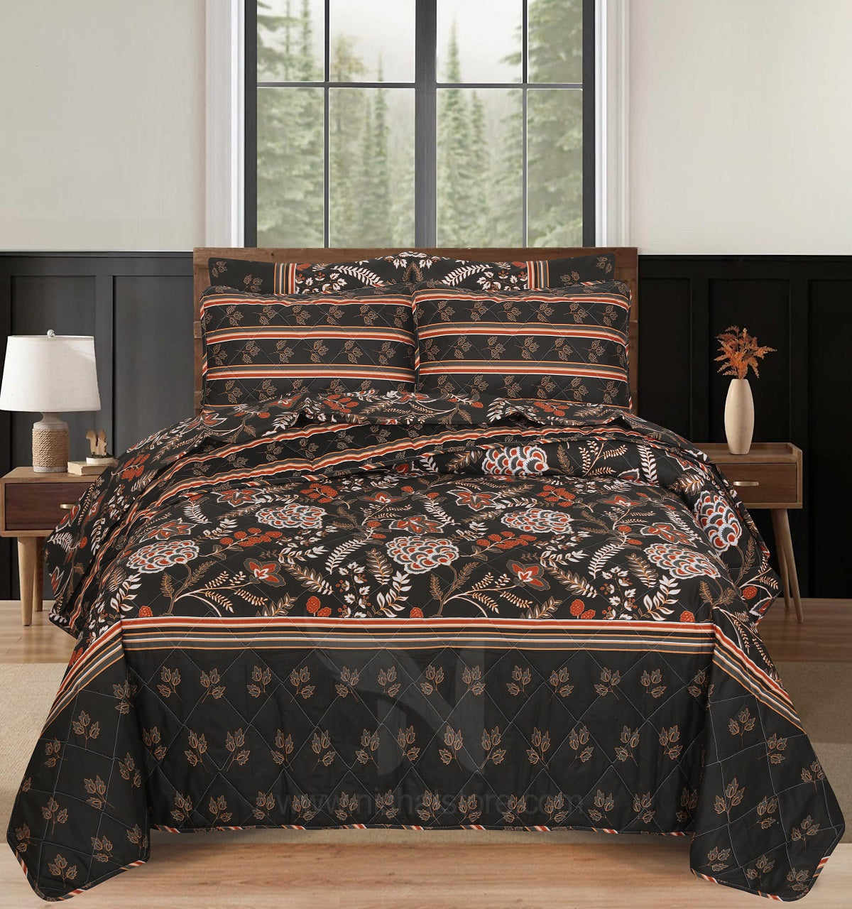 Quilted Comforter Set 6 Pcs Design 1008