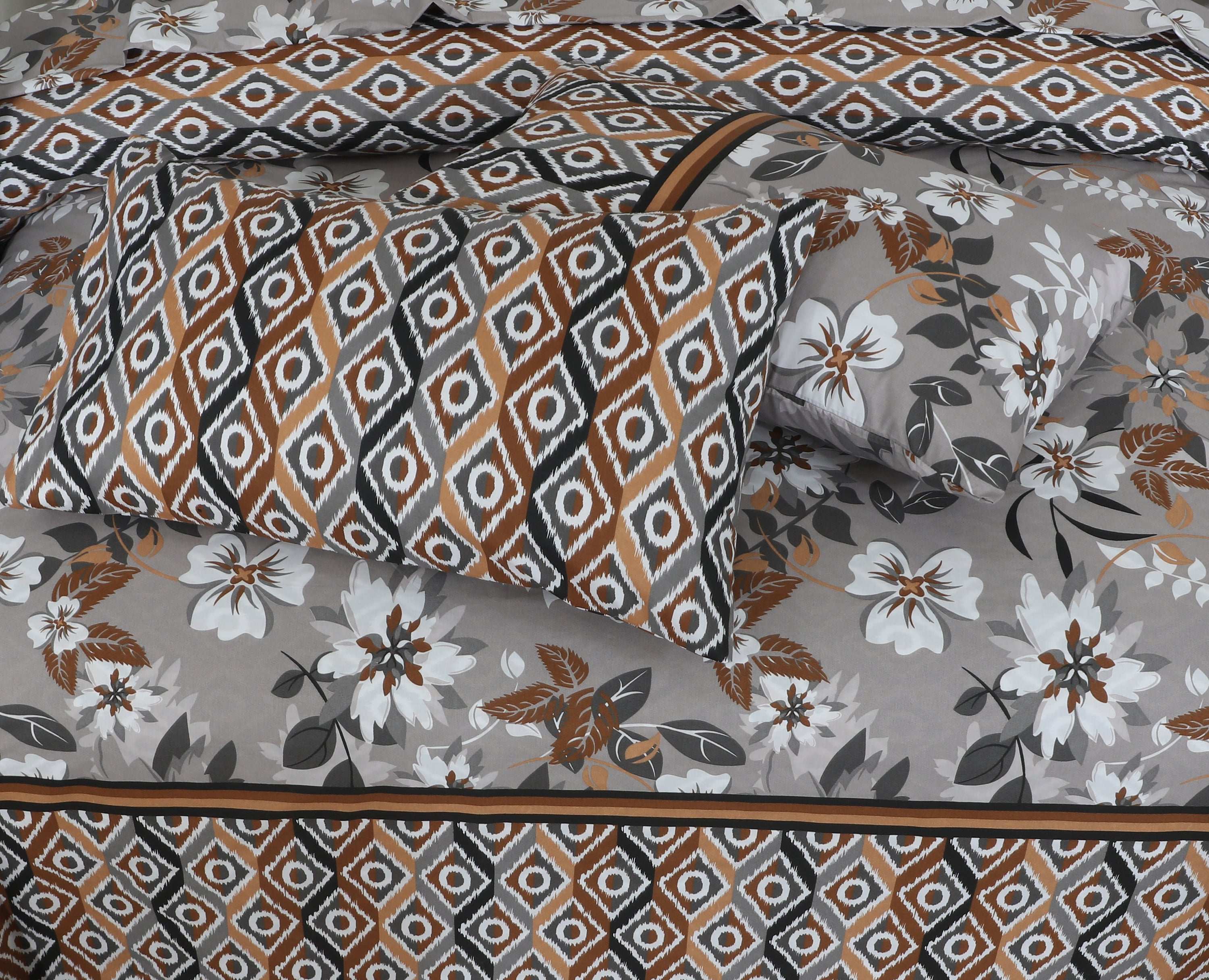 Floral Reversible Cotton Quilt Cover 6 Pcs Design #208