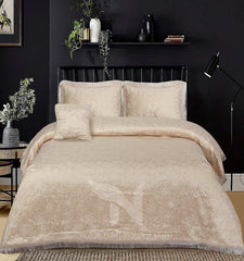 Texture Embossed Heavy Velvet Bed Sheet Set 4 Pcs Design #560