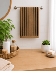 Brown Striped Cotton Hand Towel (Pack of 2)