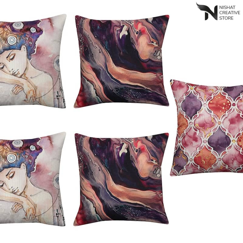 5 PCs Digital Printed Cushions Ds Cover #241 - Nishat Creative Store