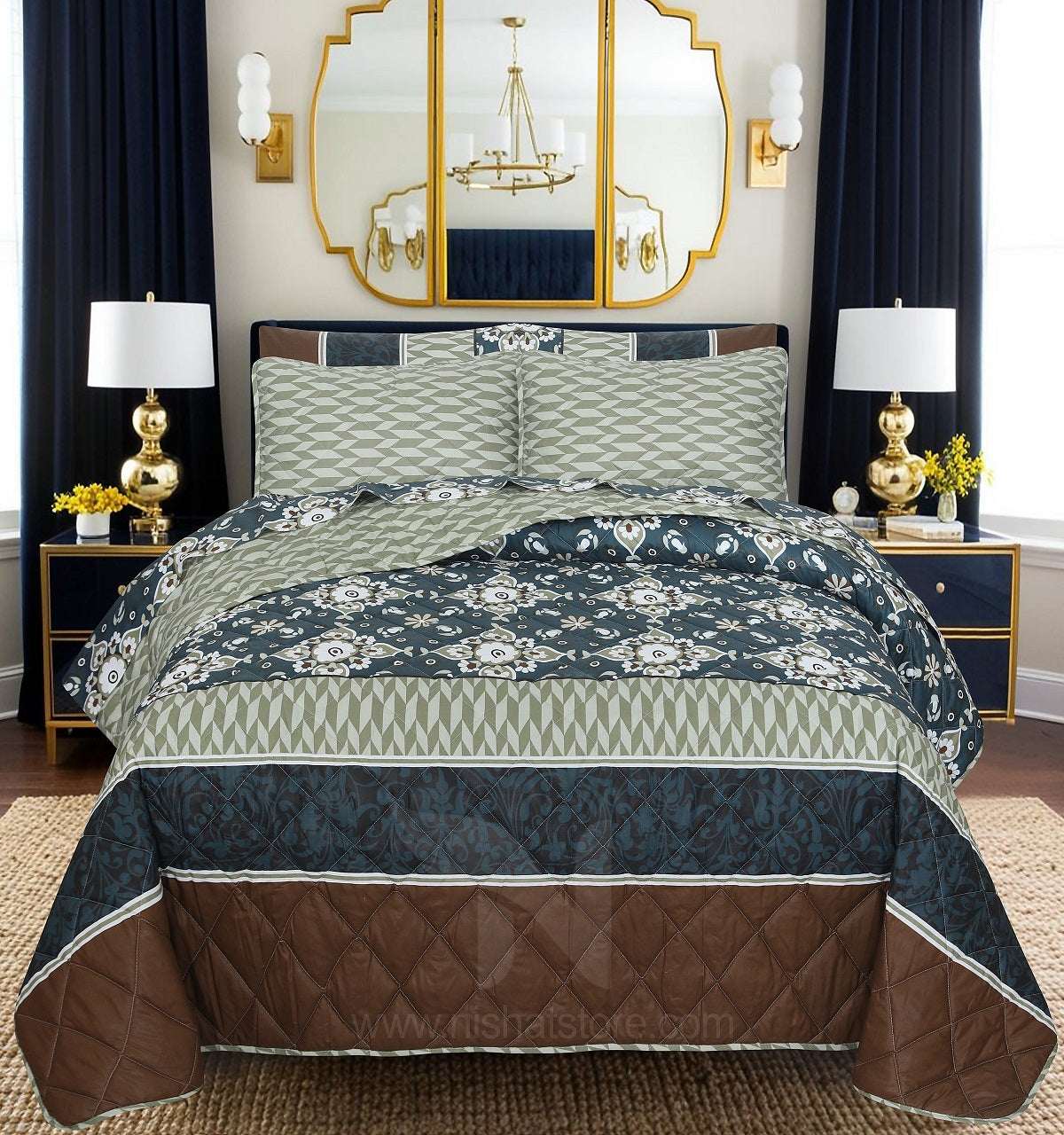 Quilted Comforter Set 6 Pcs Design 986