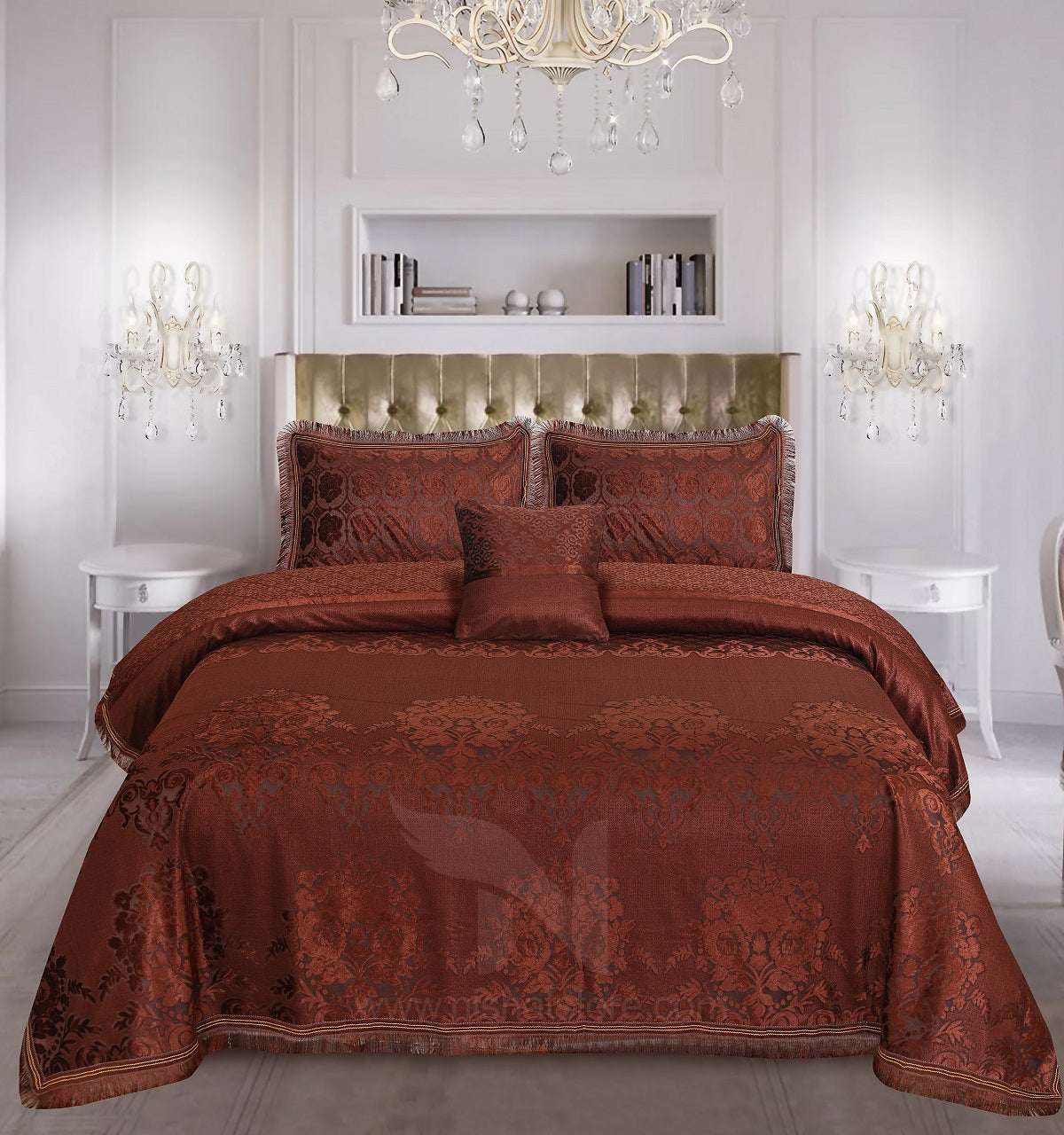 Palachi Velvet & Leather Bed Sheet Set – 4 Pcs Design Code 564