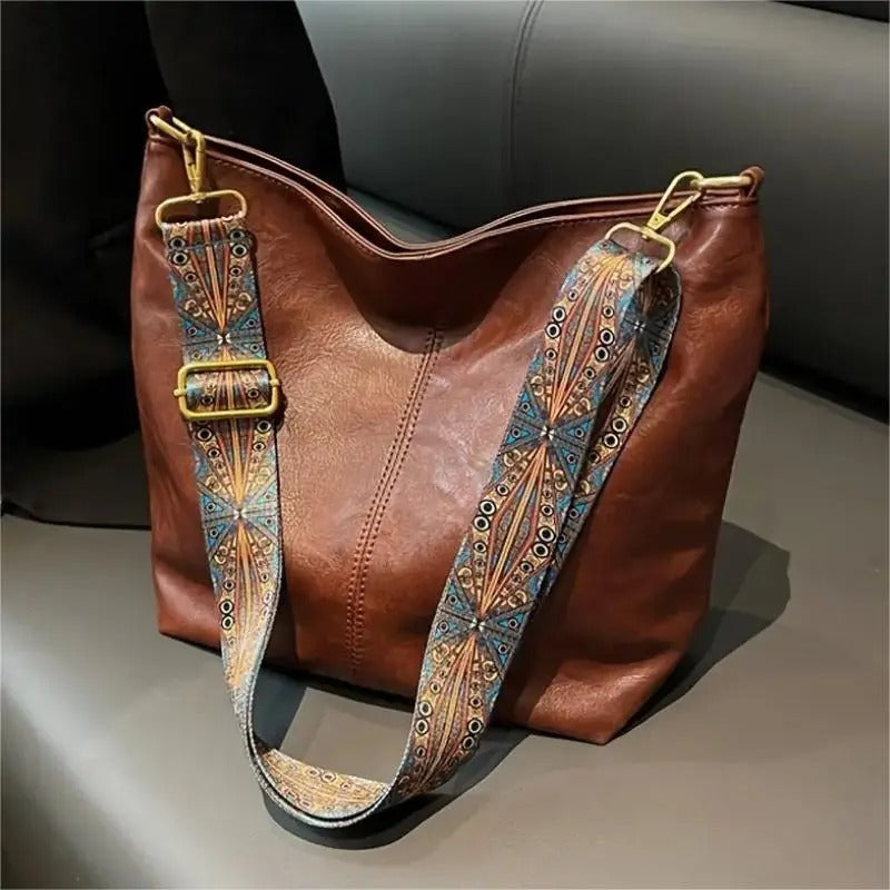 Women'S Shoulder Bag, Vintage Wide Strap Crossbody