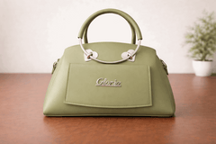 Gloria Heart-Accent Green Top-Handle Handbag