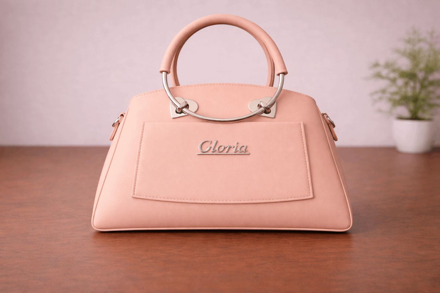 Gloria Heart-Accent Pink Top-Handle Handbag