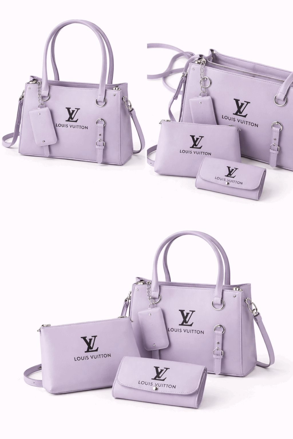Elegant 3-Piece Lavender Handbag Set
