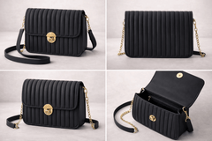 Elegant Black Pleated Crossbody Bag