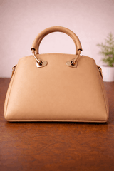 Gloria Heart-Accent Camel Brown Top-Handle Handbag