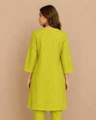 Daisy Floral Embroidered Cotton Kurta