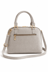 Elegant Shimmer Top-Handle Satchel – Beige