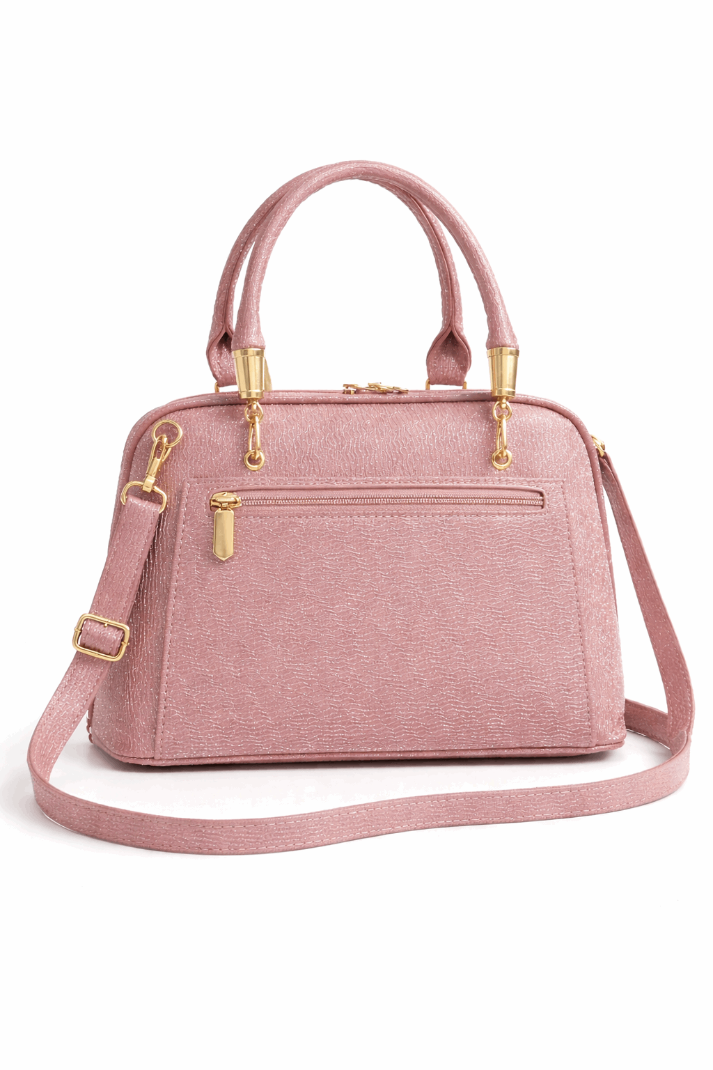 Elegant Shimmer Top-Handle Satchel –Pink