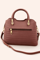 Modern Wine Red Satchel with Detachable Mini Pouch