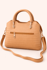 Modern Brown Satchel with Detachable Mini Pouch