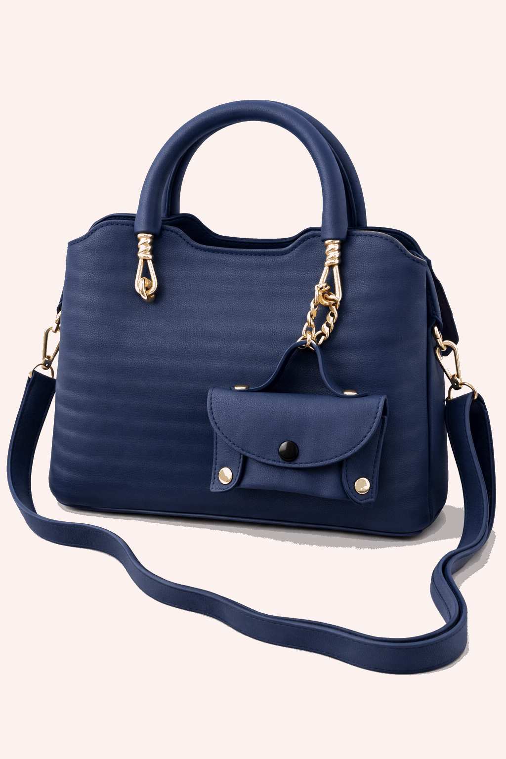 Modern Blue Satchel with Detachable Mini Pouch