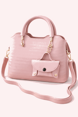 Modern Pink Satchel with Detachable Mini Pouch