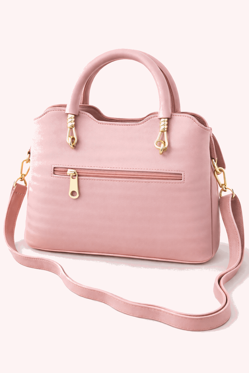 Modern Pink Satchel with Detachable Mini Pouch
