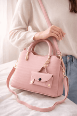 Modern Pink Satchel with Detachable Mini Pouch