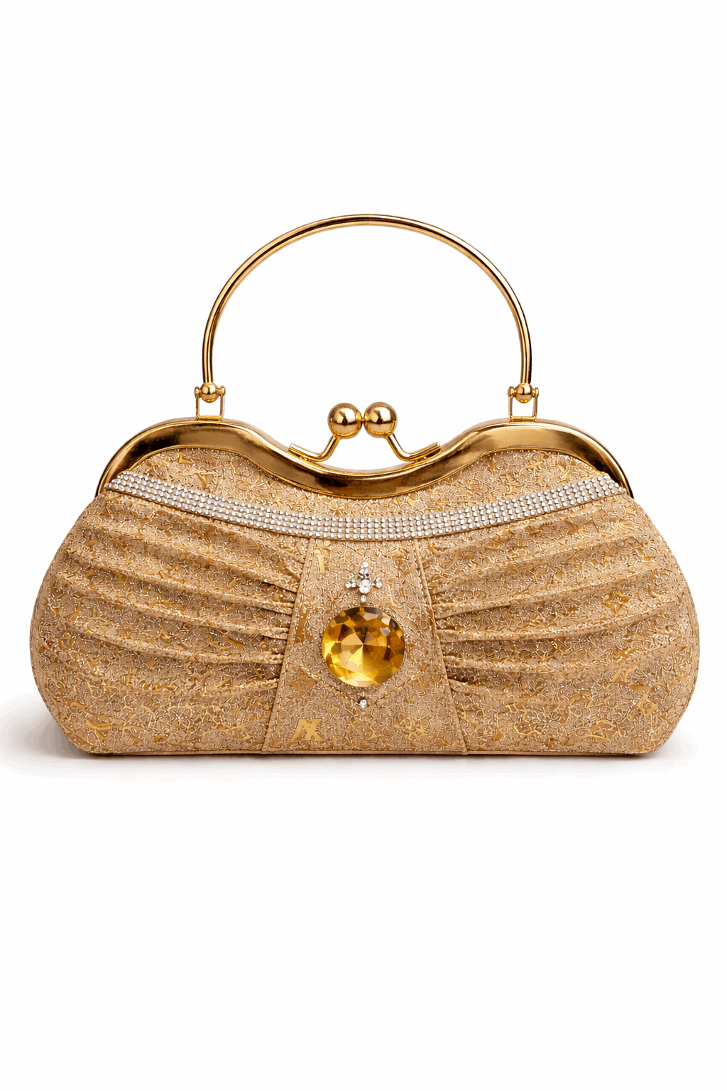 Sparkling Gold Pleated Crystal Clutch