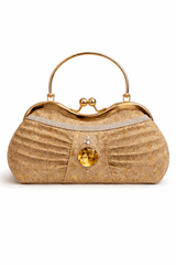 Sparkling Gold Pleated Crystal Clutch