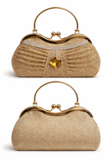 Sparkling Gold Pleated Crystal Clutch