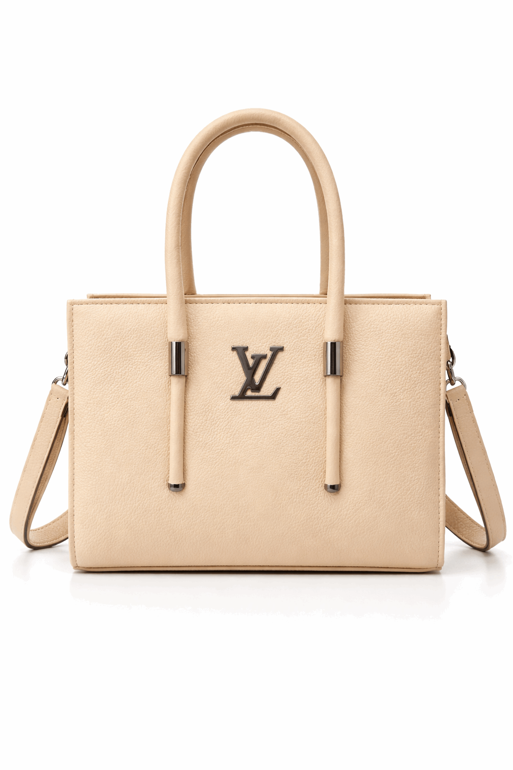 Beige Vegan Leather Satchel