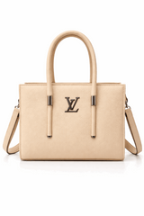 Beige Vegan Leather Satchel
