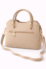Modern Beige Satchel with Detachable Mini Pouch