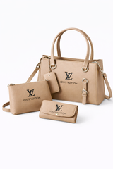 Elegant 3-Piece Beige Handbag Set
