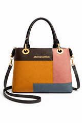 Montana West Vegan Leather Multi-Tone Handbag Brown