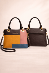 Montana West Vegan Leather Multi-Tone Handbag Brown