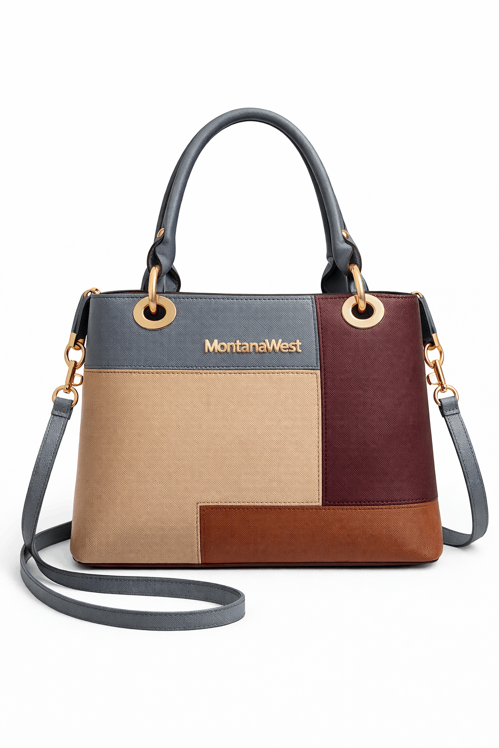 Montana West Vegan Leather Multi-Tone Handbag Gray