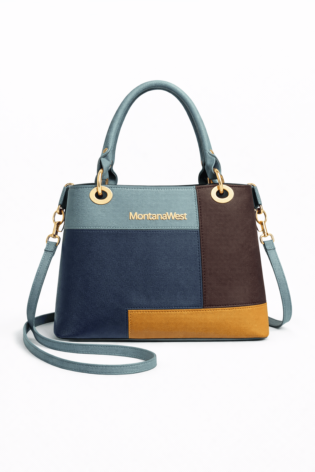 Montana West Vegan Leather Multi-Tone Handbag Aqua