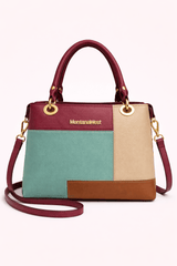 Montana West Vegan Leather Multi-Tone Handbag Maroon