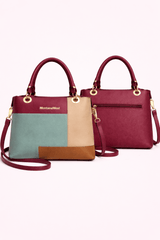 Montana West Vegan Leather Multi-Tone Handbag Maroon