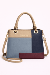 Montana West Vegan Leather Multi-Tone Handbag Beige