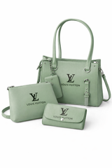 Elegant 3-Piece Green Handbag Set