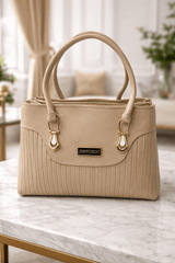 Jimmy Choo Elegant Pleated Leather – Handbag with Gold-Tone Accents