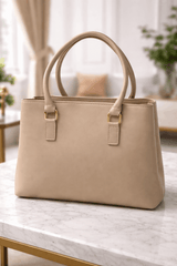 Jimmy Choo Elegant Pleated Leather – Handbag with Gold-Tone Accents