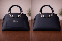 Gloria Heart-Accent Blue Top-Handle Handbag