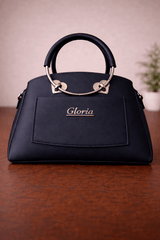 Gloria Heart-Accent Blue Top-Handle Handbag