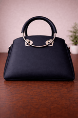 Gloria Heart-Accent Blue Top-Handle Handbag