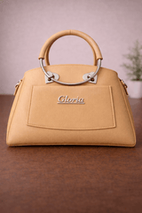 Gloria Heart-Accent Sand Top-Handle Handbag