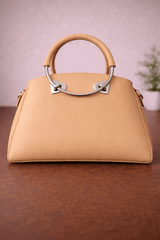 Gloria Heart-Accent Sand Top-Handle Handbag