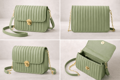 Elegant Green Pleated Crossbody Bag