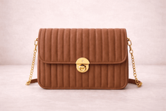 Elegant Brown Pleated Crossbody Bag
